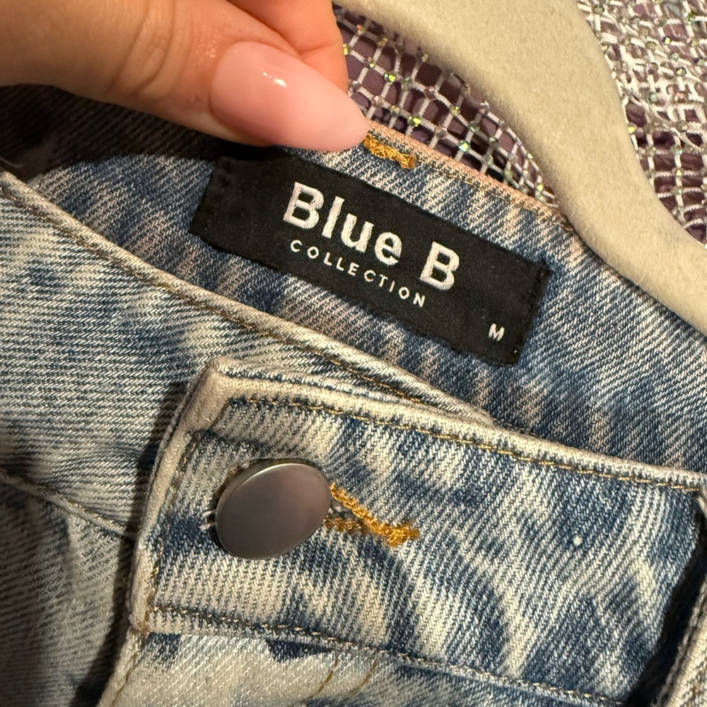 Blue B Starry Light Blue Denim Shorts - Picture 2 of 2